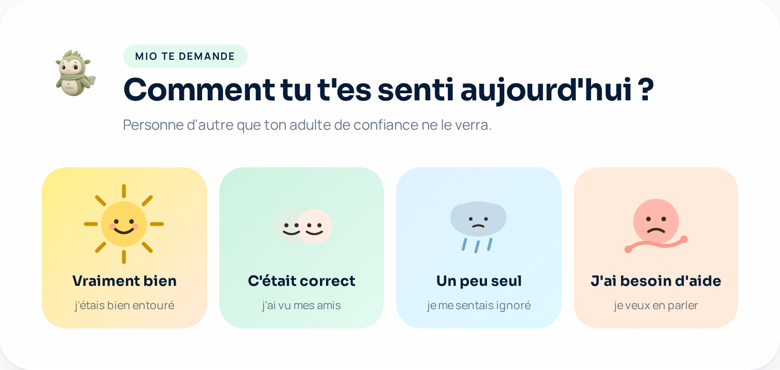 Choix d'humeur hebdomadaire dans le portail élève